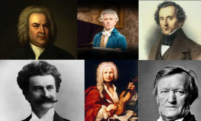 Bach, Mozart, Beethoven và Chopin là những tên tuổi có ảnh hưởng lớn đến lịch sử âm nhạc.
